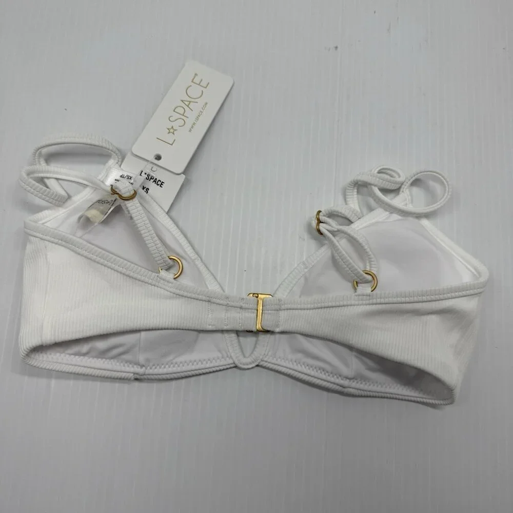 L Space Women's White Classic Wired Front Helena Bikini Top Swimwear Size XS NWT